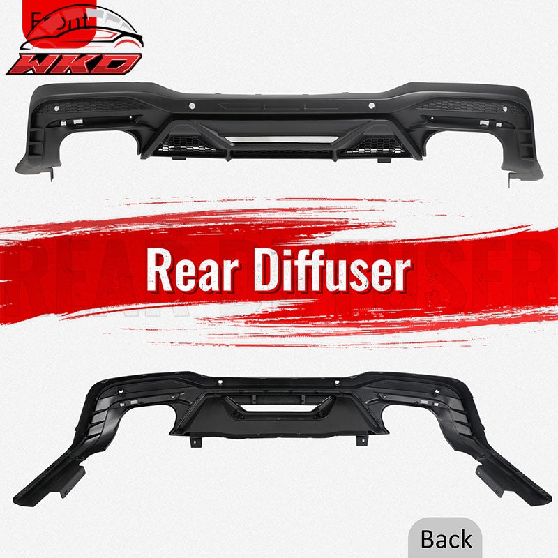 Fits 24-26 Ford Mustang V6/GT Rear Bumper Diffuser Dark Horse Style Matte Black