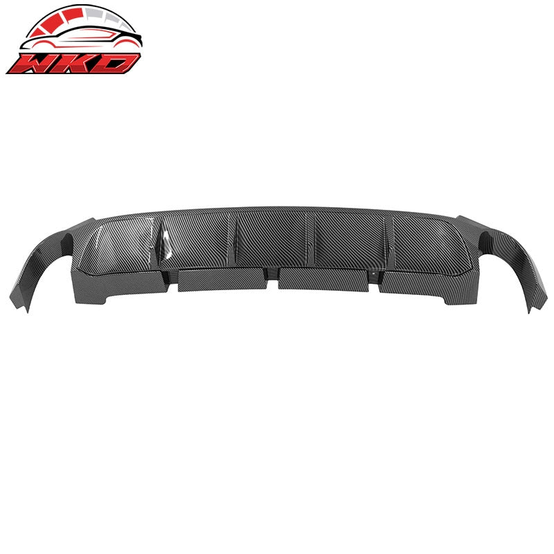 Fits 13-14 Ford Mustang V6 GT Carbon Fiber Print PP Rear Diffuser Lip W/ V1 Fin