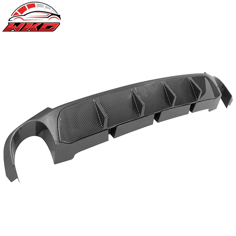 Fits 13-14 Ford Mustang V6 GT Carbon Fiber Print PP Rear Diffuser Lip W/ V1 Fin