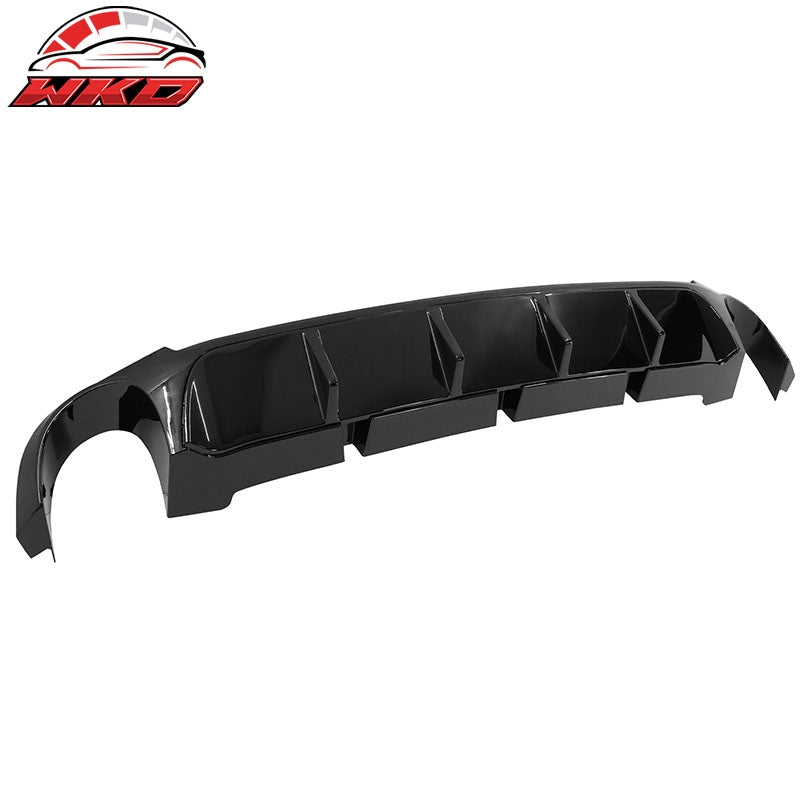 Fits 13-14 Ford Mustang V6 GT Gloss Black PP Rear Diffuser Lip W/ V1 Style Fin