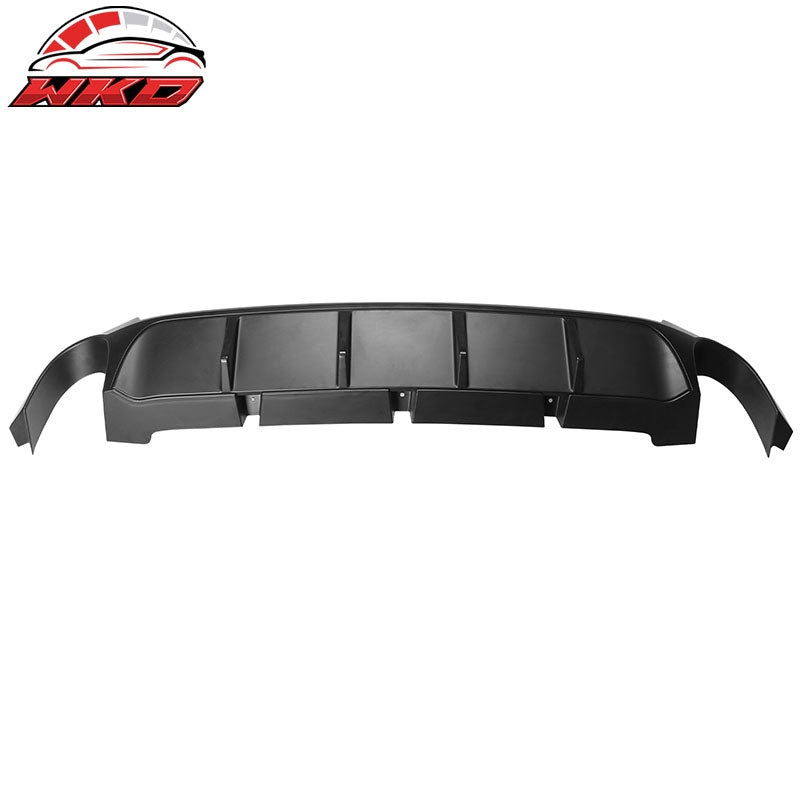 Fits 13-14 Ford Mustang V6 GT Matte Black PP Rear Diffuser Lip W/ V1 Style Fin