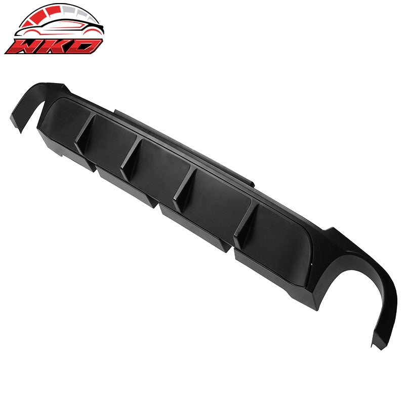 Fits 13-14 Ford Mustang V6 GT Matte Black PP Rear Diffuser Lip W/ V1 Style Fin