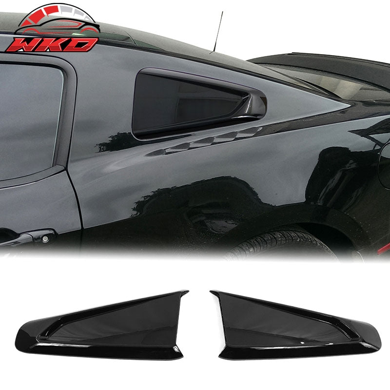 Fits 10-14 Ford Mustang IKON Style Side Quarter Window Louver Cover Gloss Black