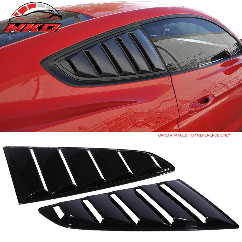 Fits 15-23 Ford Mustang OE Style Side Quarter Window Louver Cover Gloss Black