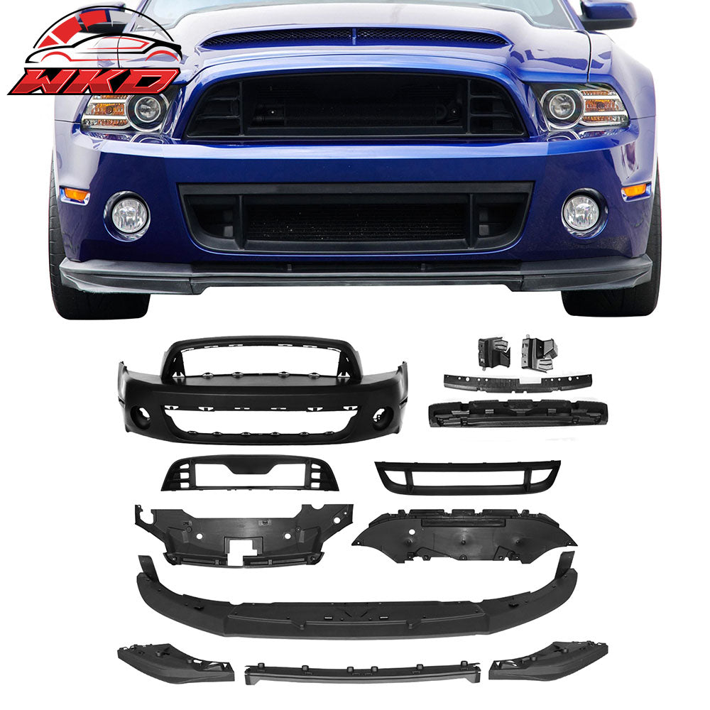Fits 10-14 Ford Mustang Front Bumper Cover GT500 Style Conversion w/ Grille Lip