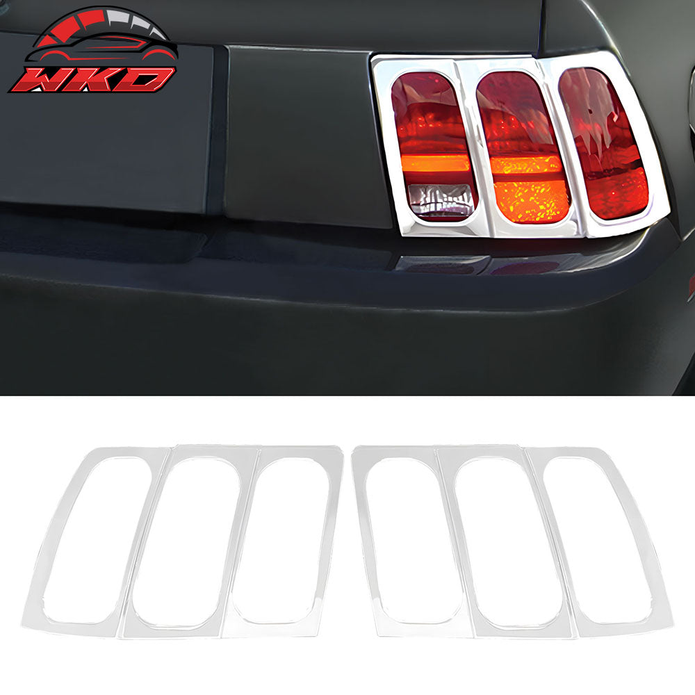 Fits 99-04 Ford Mustang Chrome ABS Tail Lights Frame Bezels Cover Trim 2PC