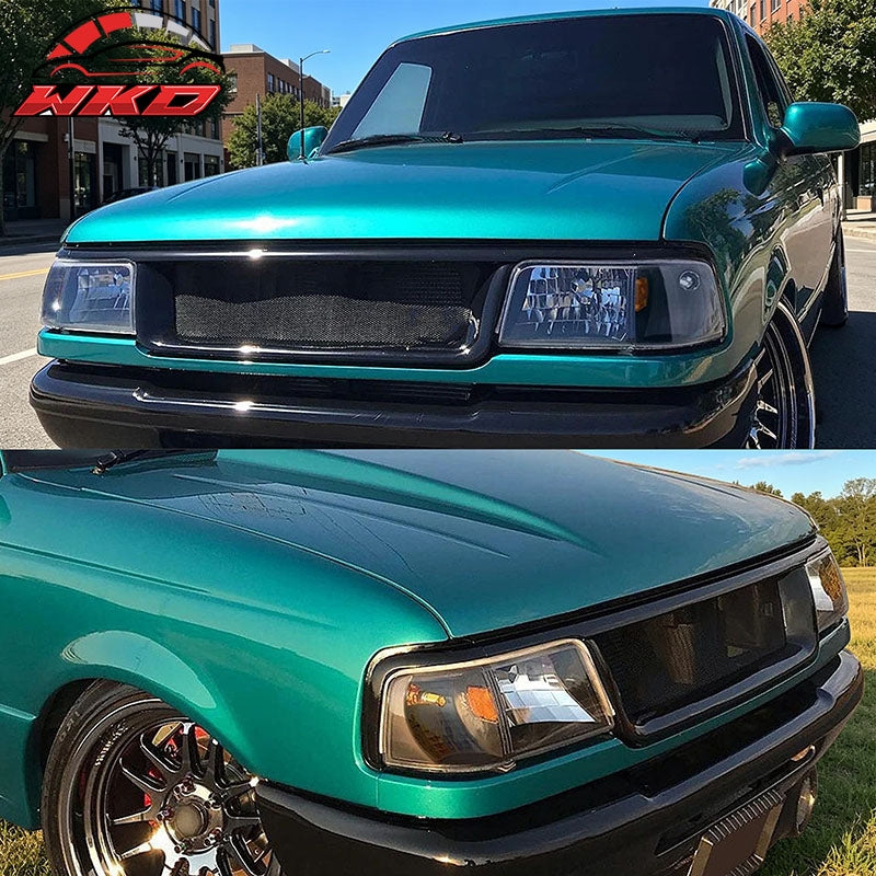 Fits 93-97 Ford Ranger Front Headlights Head Lights W/Clear Lens Amber Reflector