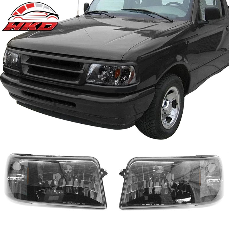 Wholesale 93-97 Ford Ranger Front Headlights Head Lights W/Smoke Lens Amber Reflector