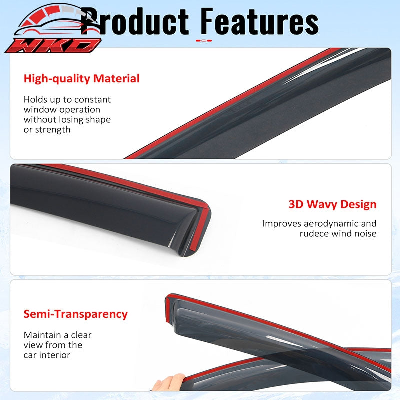 Fits 19-23 Ford Ranger SupeCrew In-Channel Window Visors Rain Guards Deflectors