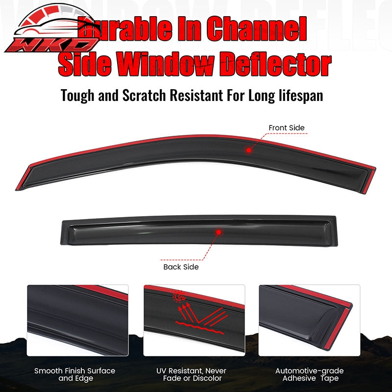 Fits 19-23 Ford Ranger T8 Crew Cab Window Visors In Channel Rain Guard Deflector