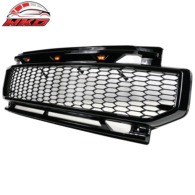 Fit 20-22 Ford F250 F350 F450 Super Duty R Style Front Bumper Grille Gloss Black