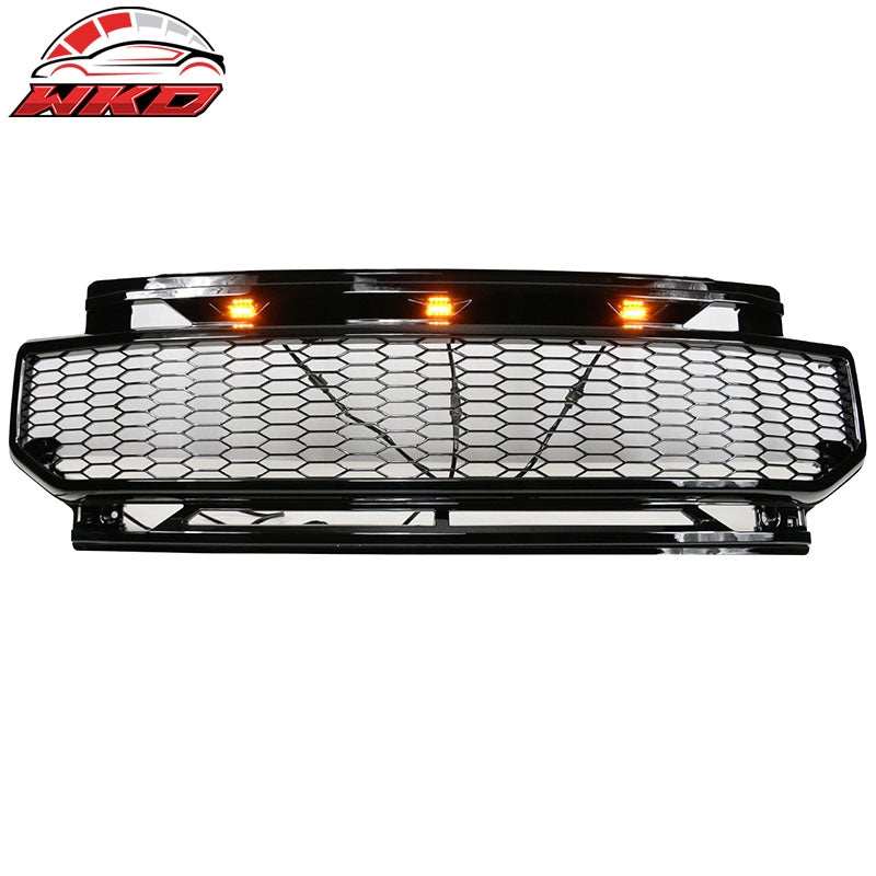 Fit 20-22 Ford F250 F350 F450 Super Duty R Style Front Bumper Grille Gloss Black