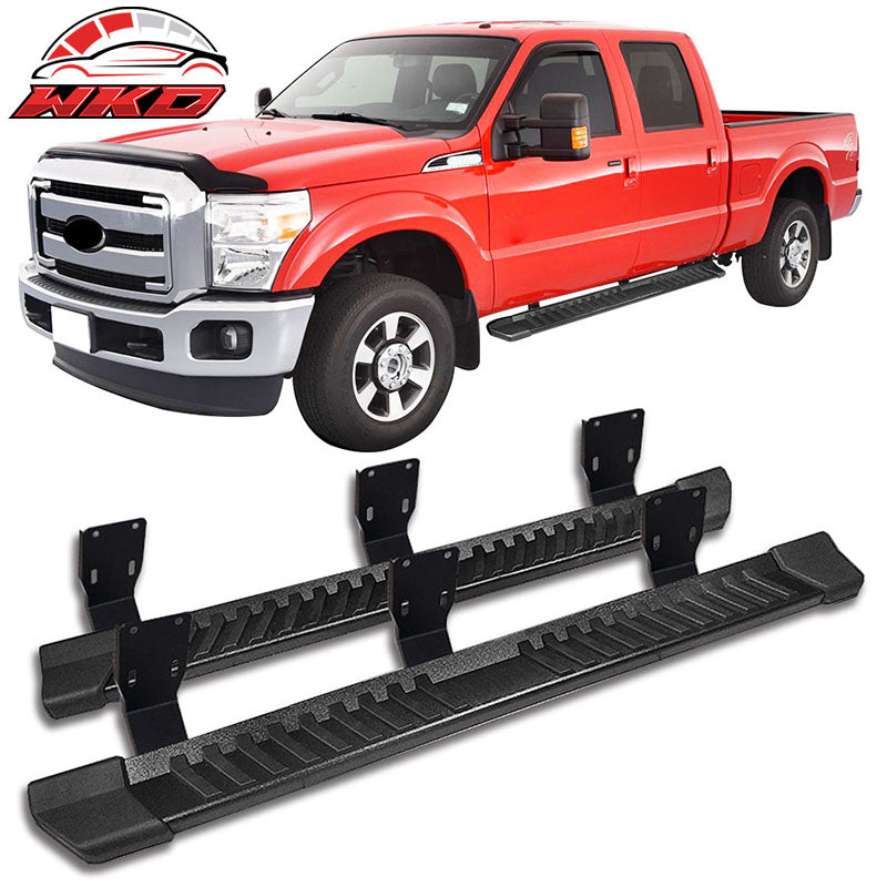 Wholesale 99-16 Ford F250 F350 Super Duty Crew Cab 6" V Running Board Side Bar Black - Wikond Auto