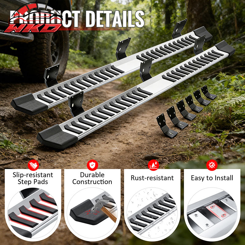 Fits 99-16 Ford F250-F550 Super Duty Crew Cab 6" V Running Board Step Bar Silver