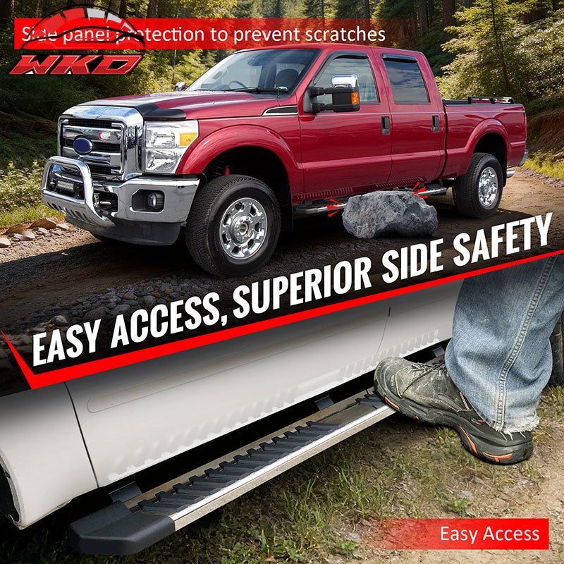 Fits 99-16 Ford F250-F550 Super Duty Crew Cab 6" V Running Board Step Bar Silver