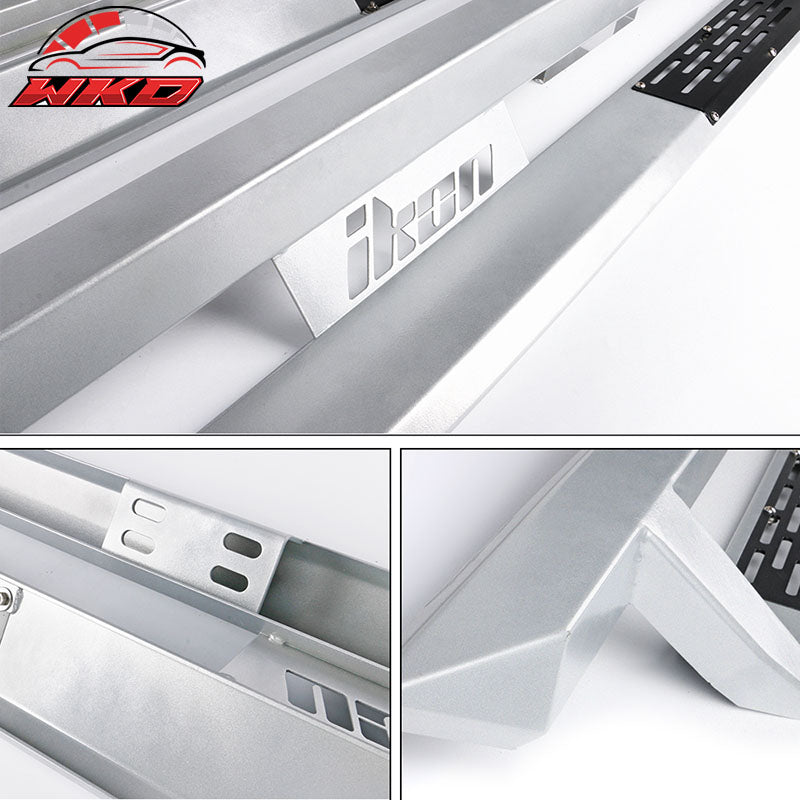 Fits 99-16 Ford F250-F550 Superduty Crew Cab IKON V1 Style Running Boards Silver