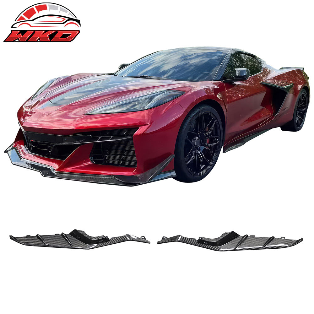Fits 23-25 Chevrolet Corvette C8 Z06 Front Bumper Canard Splitters Carbon Fiber