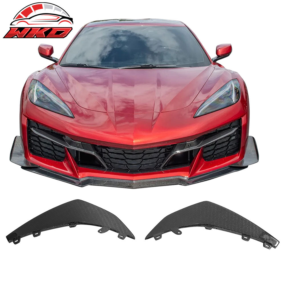 Fits 23-25 Chevrolet Corvette C8 Z06 E-Ray ZR1 Front Bumper Canards Carbon Fiber