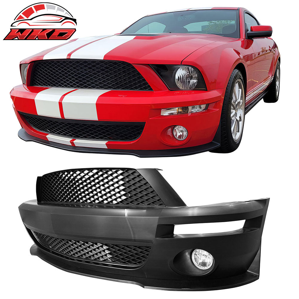 Fits 05-09 Ford Mustang GT V6 Shelby GT500 Front Bumper Conversion W/ Grille