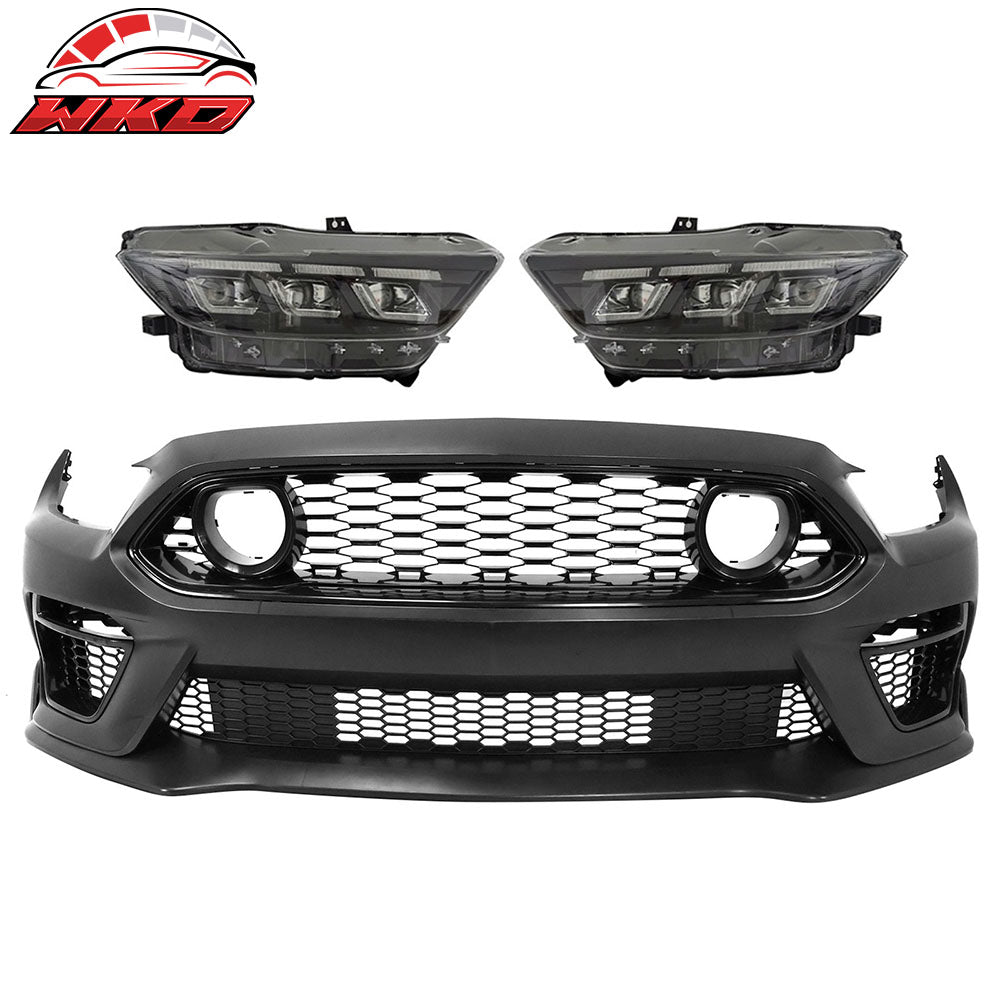 For 15-17 Ford Mustang Mach 1 Style Front Bumper Conversion W/ Lip LED Headlight | Wholesale