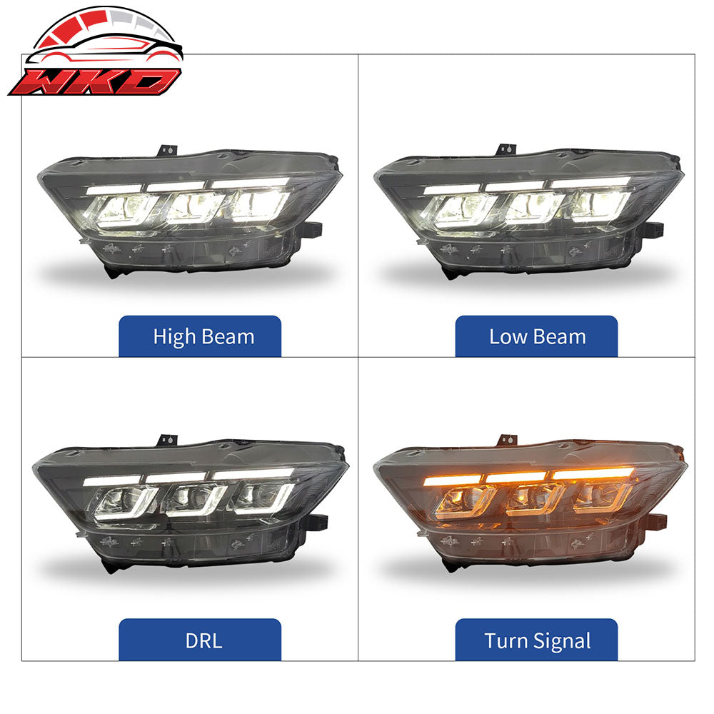 For 15-17 Ford Mustang Mach 1 Style Front Bumper Conversion W/ Lip LED Headlight