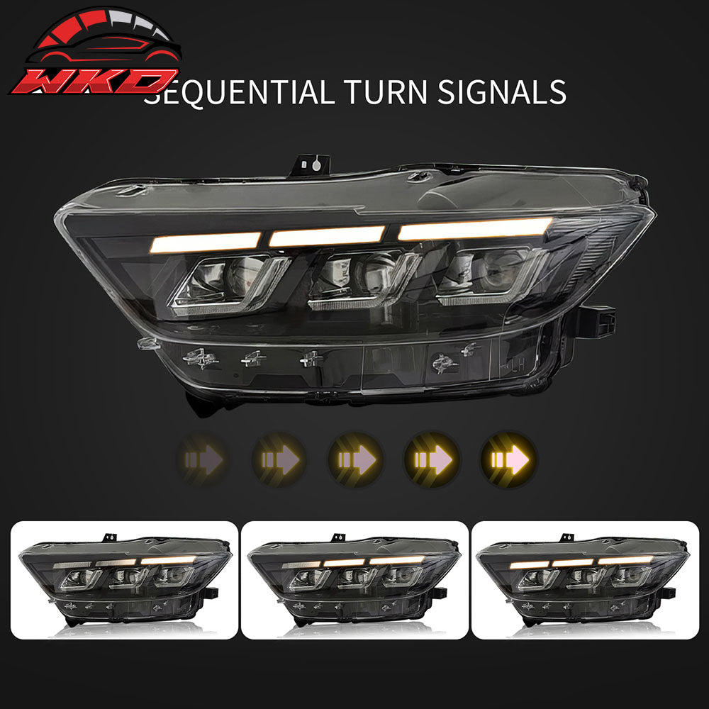 For 15-17 Ford Mustang Mach 1 Style Front Bumper Conversion W/ Lip LED Headlight