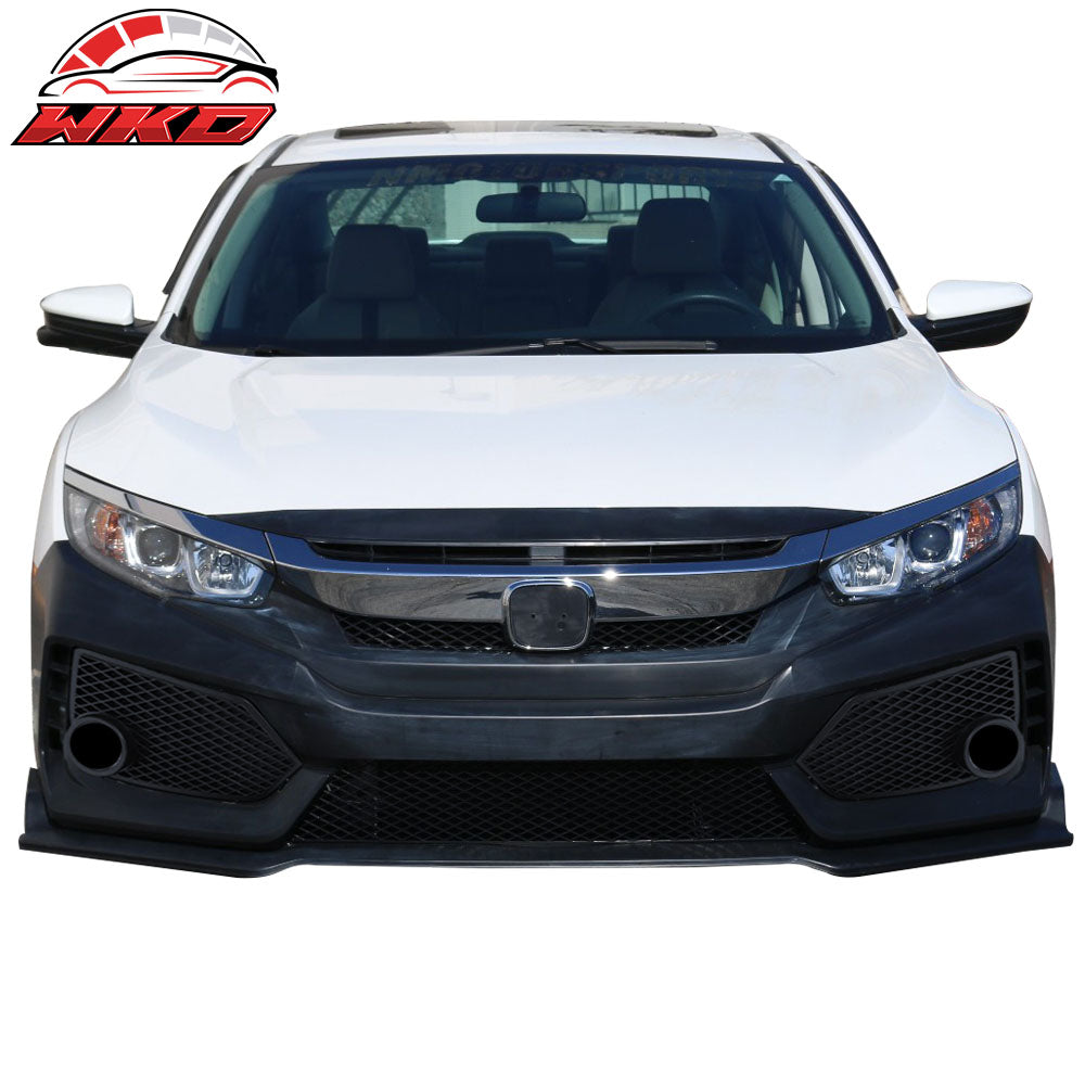 Fits 16-21 Honda Civic 10th Gen V2 Style Front Bumper Cover Conversion Kits PP