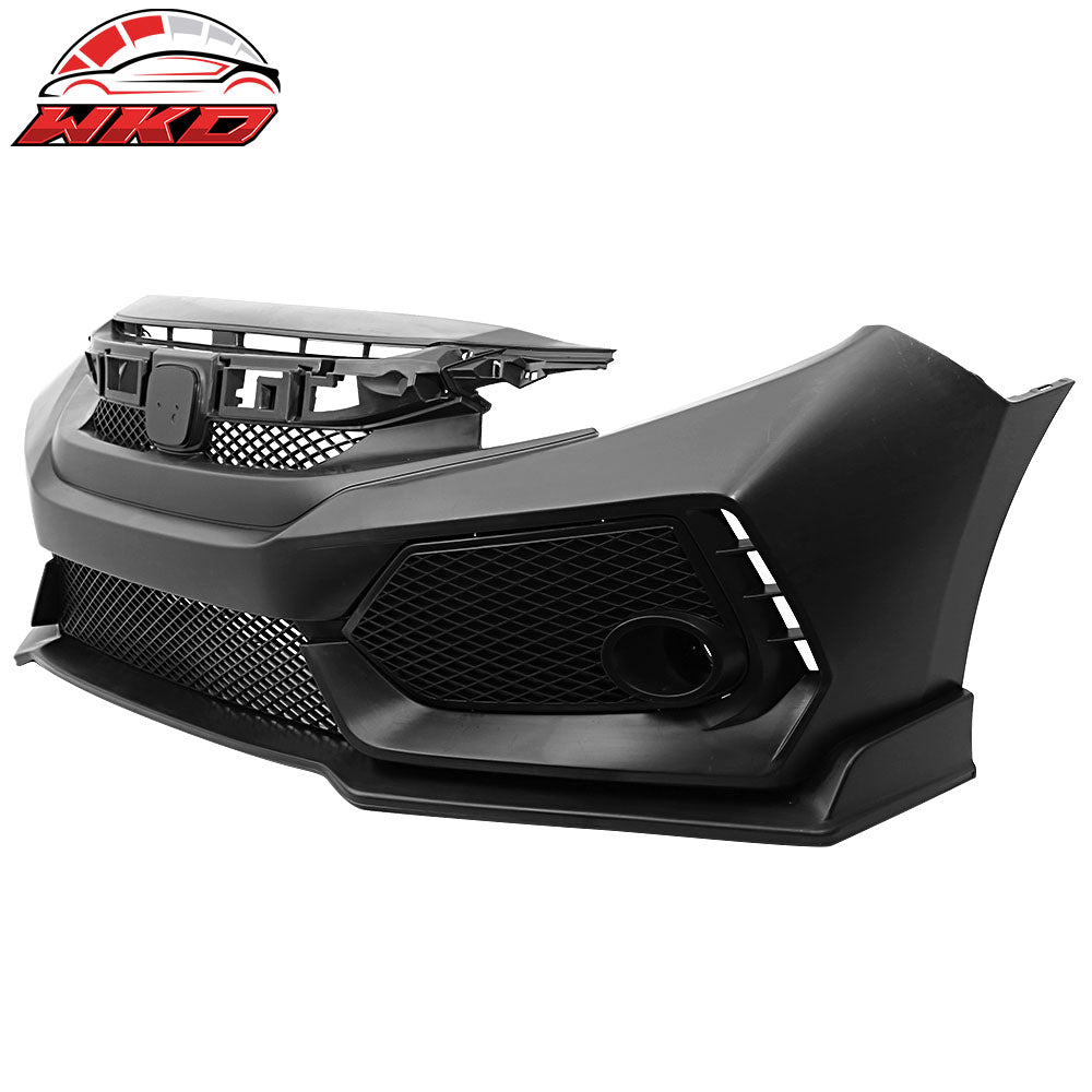 Fits 16-21 Honda Civic 10th Gen V2 Style Front Bumper Cover Conversion Kits PP