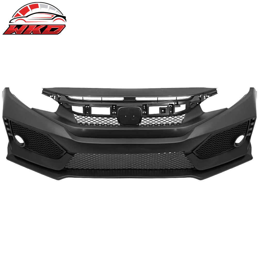 Fits 16-21 Honda Civic 10th Gen V2 Style Front Bumper Cover Conversion Kits PP
