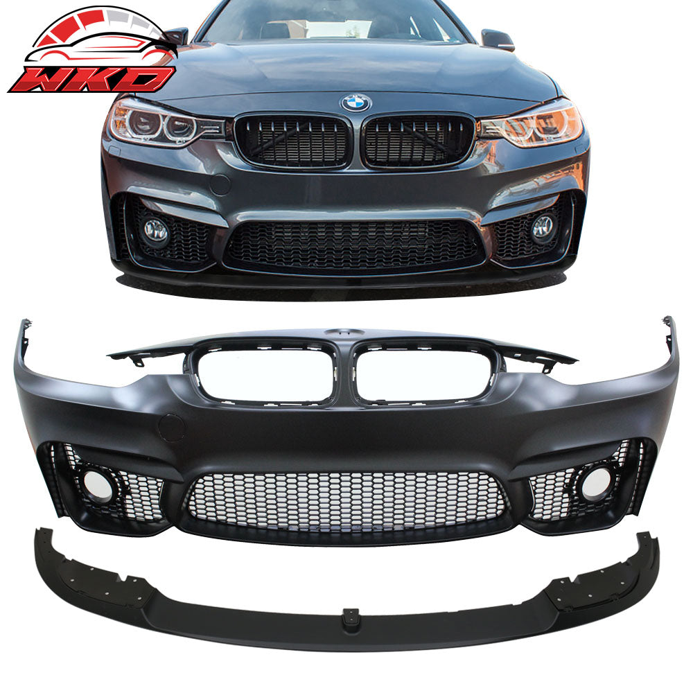 Fits 12-18 BMW F30 3 Series M3 Style Front Bumper Cover + Front Bumper Lip PP