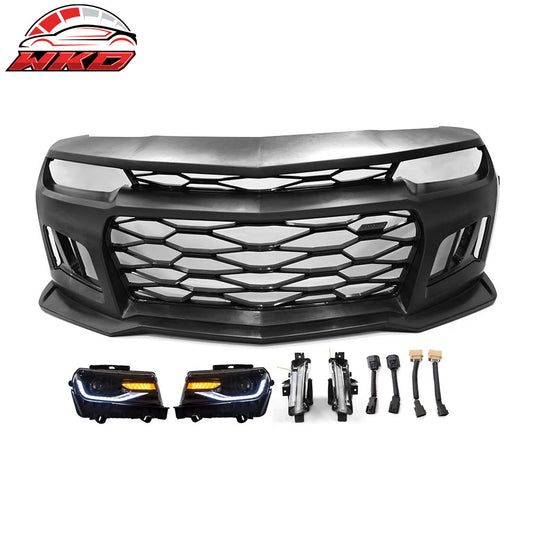10-13 Chevy Camaro ZL1 Style Front Bumper Cover Headlight Clear Fog Lights | Wholesale