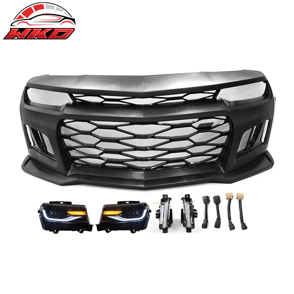 10-13 Chevy Camaro ZL1 Style Front Bumper Cover Headlight Clear Fog Lights | Wholesale