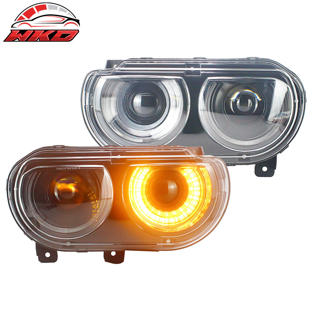 Fits 08-14 Challenger Front Bumper Cover + SRT Lip + Fender Flares + Headlights