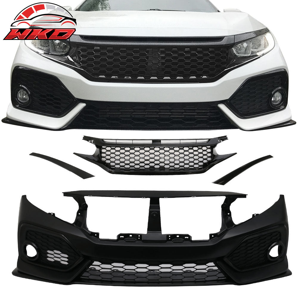Fits 16-21 Honda Civic OE Style Front Bumper Cover Conversion Kit W/Grille PP