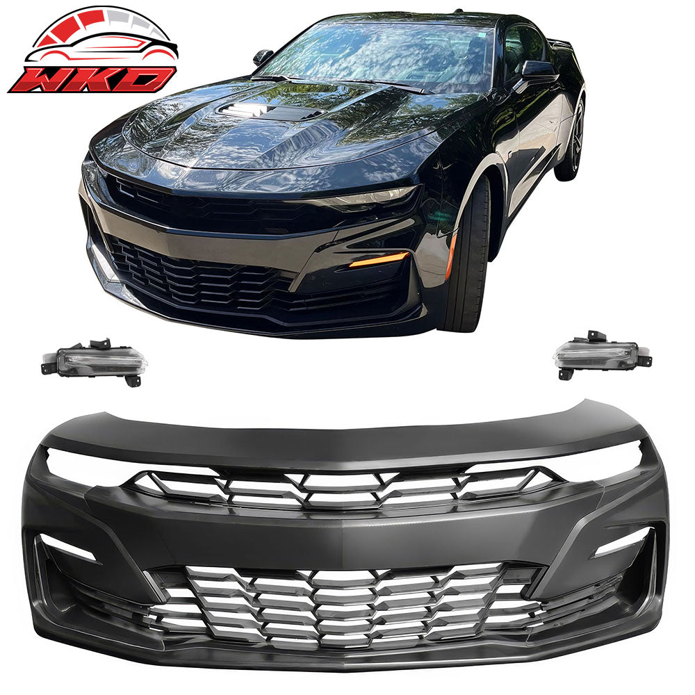 Fits 19-24 Camaro SS Style PP Front Bumper Cover Conversion LED DRL Turn Signal
