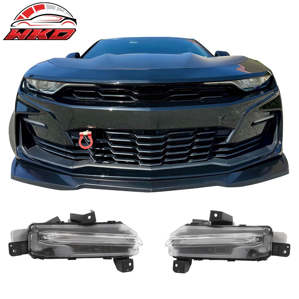 Fits 19-24 Camaro SS PP Front Bumper Cover + LED DRL Turn Signal Matte Black Lip