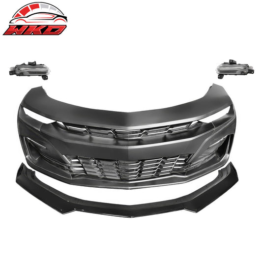 2019-24 Camaro SS PP Front Bumper Cover + LED DRL Turn Signal Gloss Black Lip | Wholesale