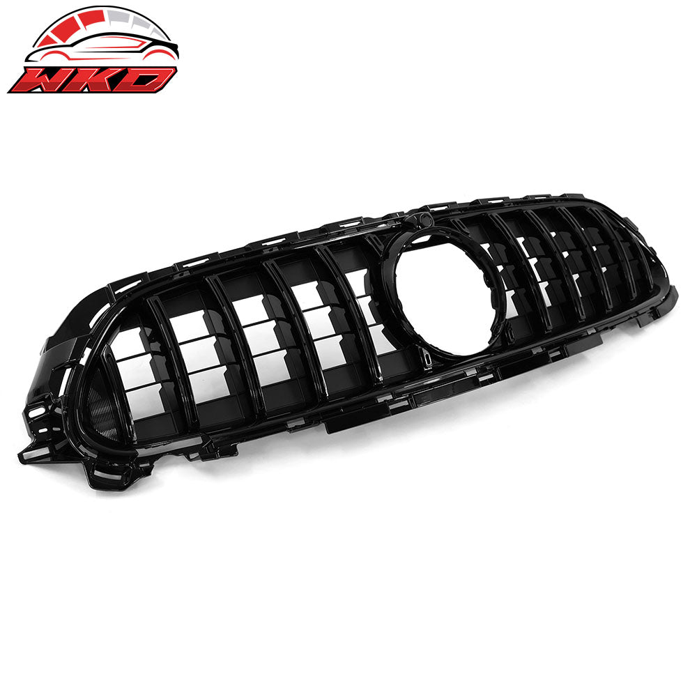 Fits 21-23 Benz W213 E Class AMG GT Style Gloss Black Front Bumper Hood Grille