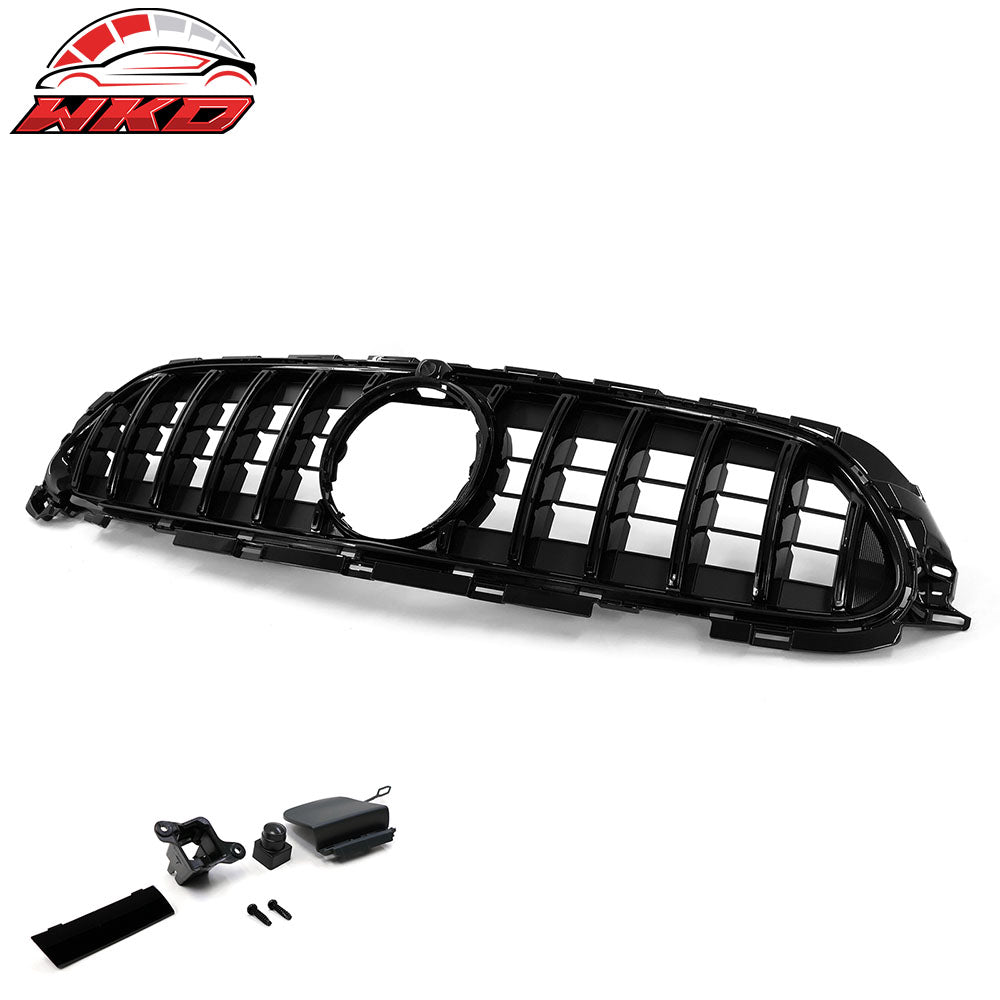 Fits 21-23 Benz W213 E Class AMG GT Style Gloss Black Front Bumper Hood Grille