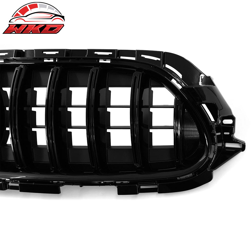 Fits 21-23 Benz W213 E Class AMG GT Style Gloss Black Front Bumper Hood Grille