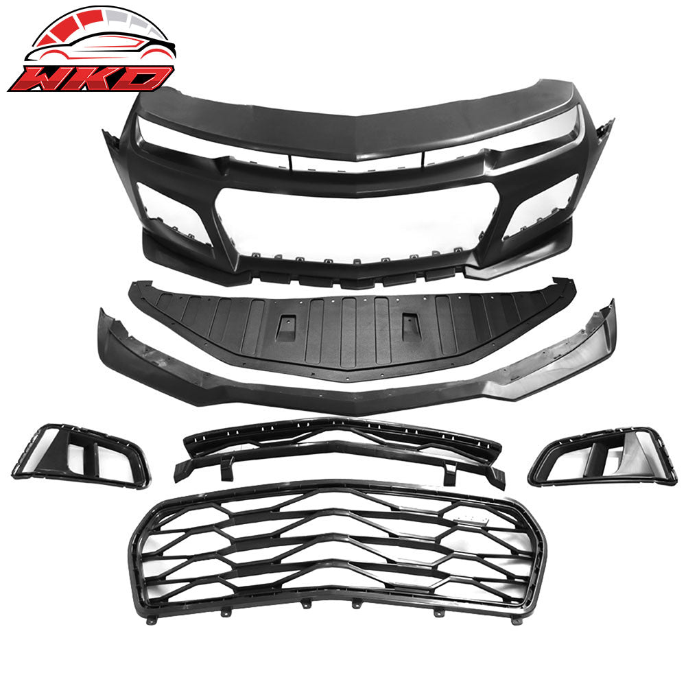 Fits 14-15 Chevy Camaro ZL1 Style Aluminum Front Bumper Hood + Bumper Cover PP