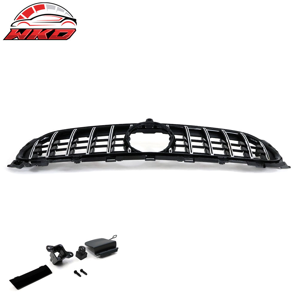 Fits 21-23 Benz W213 E Class AMG GT Chrome Gloss Black Front Bumper Hood Grille