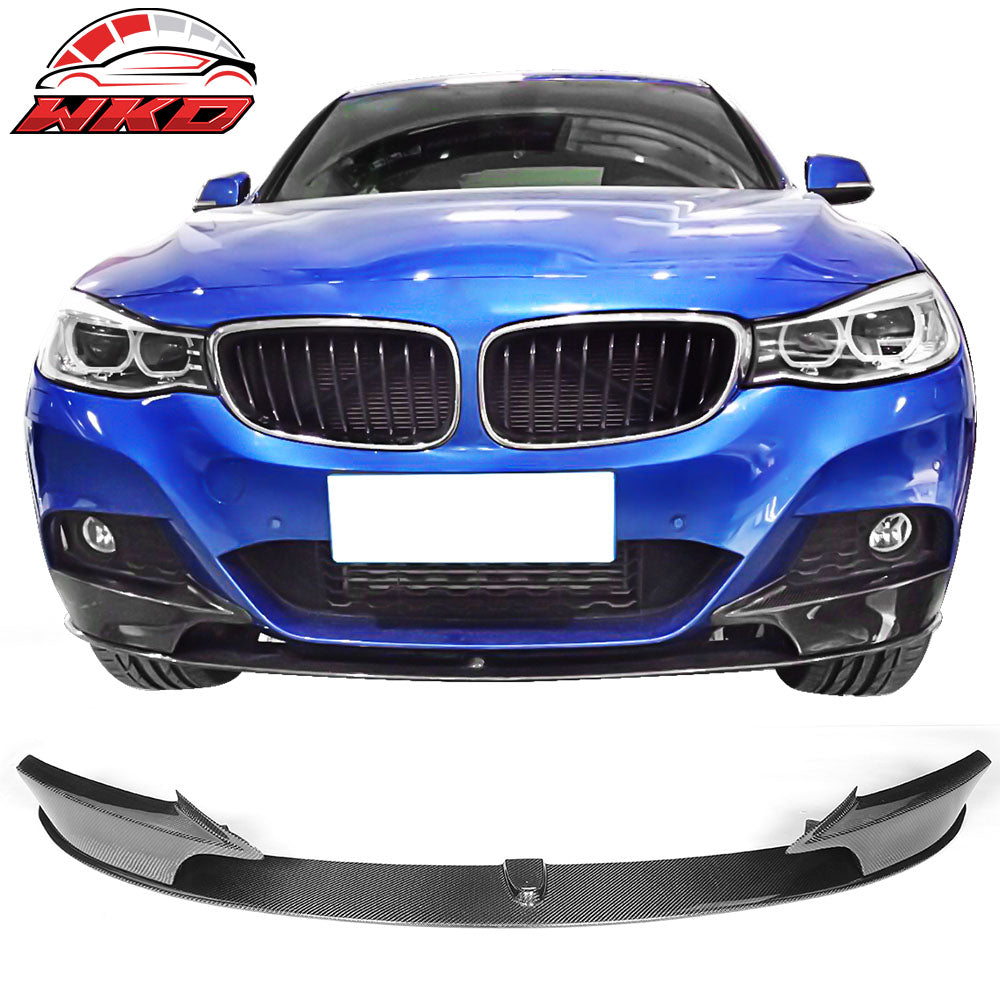 Fits 14-18 BMW F34 3 Series GT M Sport 3PCS Front Bumper Lip Carbon Fiber CF