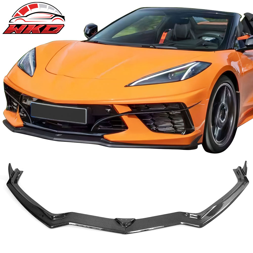 Fits 20-25 Corvette C8 Stingray/Z51 Carbon Fiber Front Bumper Lip Splitter 2PC