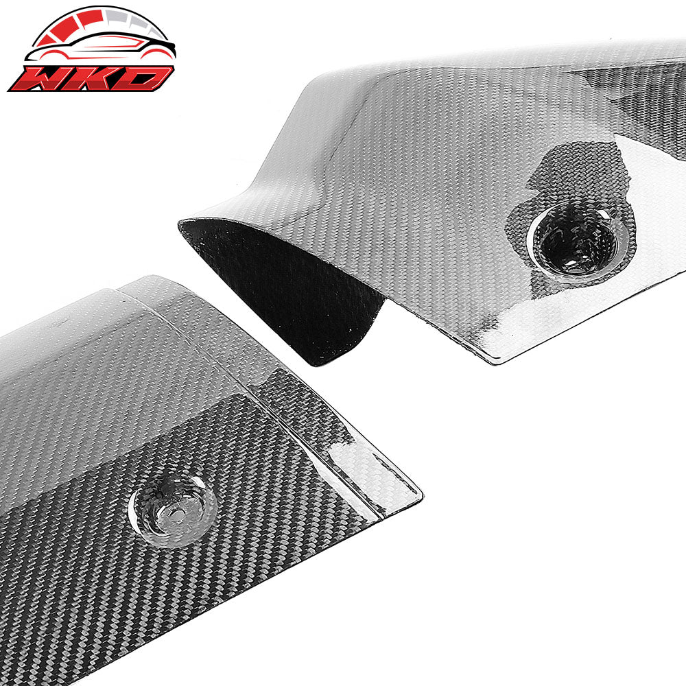 Fits 20-25 Tesla Y Track Pack Carbon Fiber Gloss Black Front Bumper Lip - 3PCS
