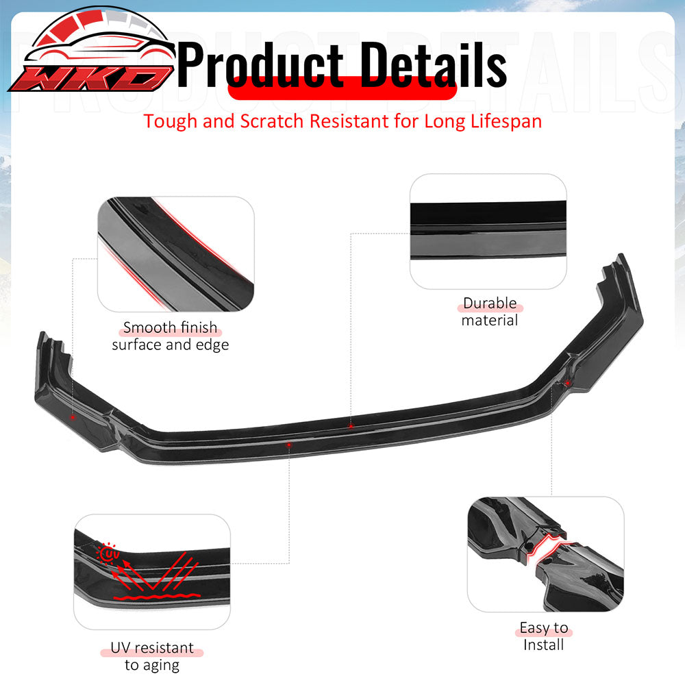 Fits 23-25 Honda Civic FL5 Type R Hatchback AK ABS Front Bumper Lip Gloss Black