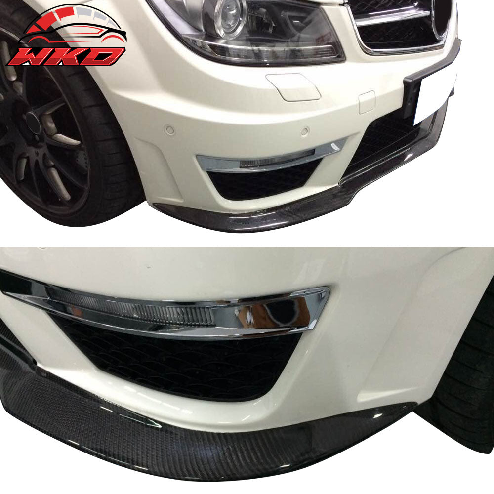 For 12-14 Benz W204 MC Front Bumper Lip Matte Carbon Fiber