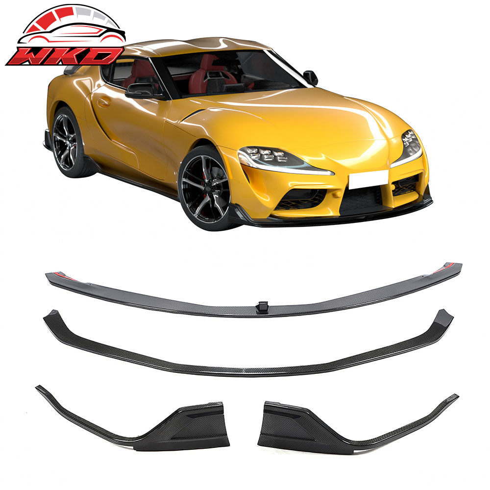 Fits 20-25 Toyota GR Supra A90 A91 MZ Speed 4PCS Front Bumper Lip Carbon Fiber