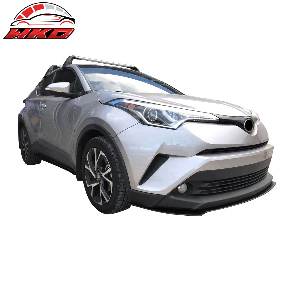 Fits 18-19 Toyota CHR C-HR Front Bumper Lip Matte Black PP + 2PCS Strut Rod Bar