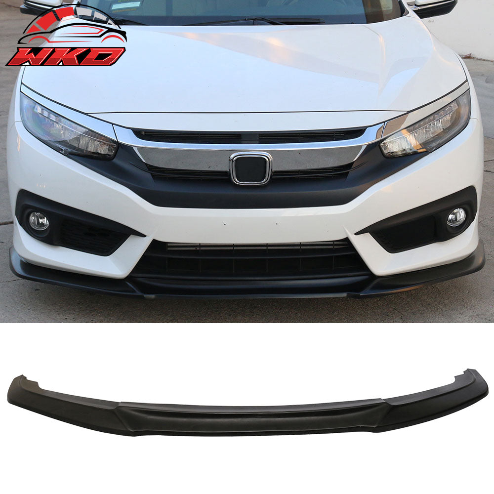 Fits 16-18 Honda Civic Coupe Sedan IKON GT Style Front Bumper Lip +  Side Caps